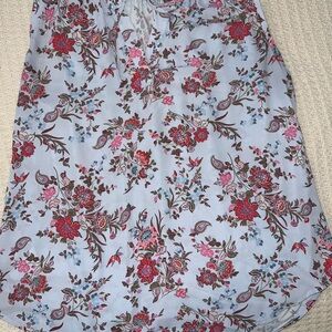 Ladies EUC Loft | Sleeveless Blouse | Sky Blue with Floral Pattern | Size Large
